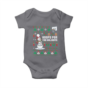 Funny Christmas Basketball Snowmen Baby Onesie Hoops For The Holidays Ugly Sweater TS12 Charcoal Print Your Wear