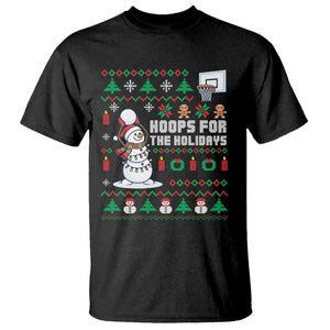 Funny Christmas Basketball Snowmen T Shirt Hoops For The Holidays Ugly Sweater TS12 Black Print Your Wear