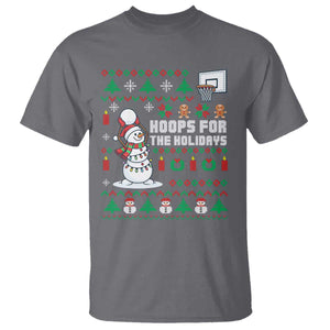 Funny Christmas Basketball Snowmen T Shirt Hoops For The Holidays Ugly Sweater TS12 Charcoal Print Your Wear