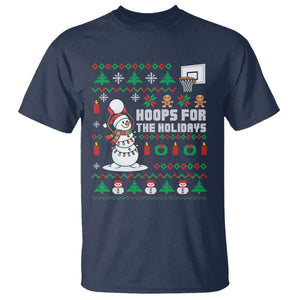 Funny Christmas Basketball Snowmen T Shirt Hoops For The Holidays Ugly Sweater TS12 Navy Print Your Wear