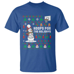 Funny Christmas Basketball Snowmen T Shirt Hoops For The Holidays Ugly Sweater TS12 Royal Blue Print Your Wear