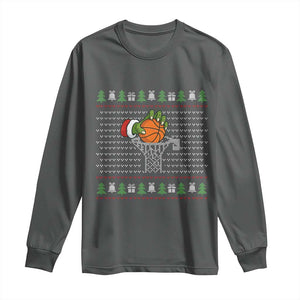 Funny Zombie Hand Basketball Christmas Gift Long Sleeve Shirt TS12 Dark Heather Print Your Wear