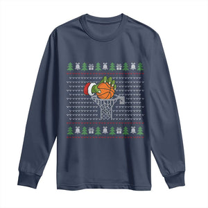 Funny Zombie Hand Basketball Christmas Gift Long Sleeve Shirt TS12 Navy Print Your Wear