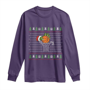 Funny Zombie Hand Basketball Christmas Gift Long Sleeve Shirt TS12 Purple Print Your Wear
