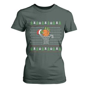 Funny Zombie Hand Basketball Christmas Gift T Shirt For Women TS12 Dark Forest Green Print Your Wear