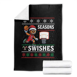 Seasons Swishes Throw Blanket Funny Gingerbread Basketball Christmas Gift TS12 Black Print Your Wear