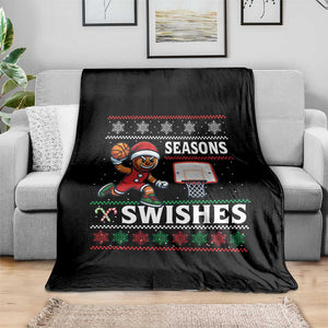 Seasons Swishes Throw Blanket Funny Gingerbread Basketball Christmas Gift TS12 Print Your Wear