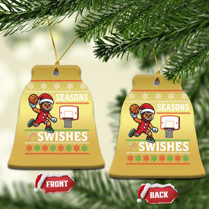 Seasons Swishes Christmas Ornament Funny Gingerbread Basketball Christmas Gift TS12 Bell Flake Gold Print Your Wear