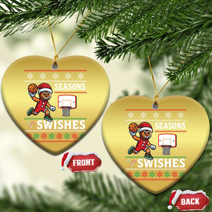 Seasons Swishes Christmas Ornament Funny Gingerbread Basketball Christmas Gift TS12 Heart Gold Print Your Wear