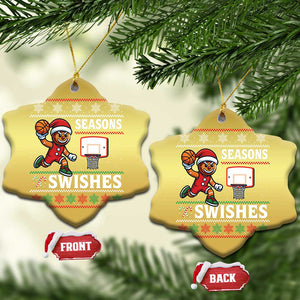 Seasons Swishes Christmas Ornament Funny Gingerbread Basketball Christmas Gift TS12 Snow Flake Gold Print Your Wear