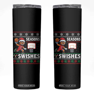Seasons Swishes Skinny Tumbler Funny Gingerbread Basketball Christmas Gift TS12 Black Print Your Wear