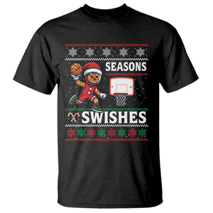 Seasons Swishes T Shirt Funny Gingerbread Basketball Christmas Gift TS12 Black Print Your Wear