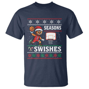 Seasons Swishes T Shirt Funny Gingerbread Basketball Christmas Gift TS12 Navy Print Your Wear