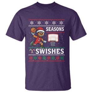 Seasons Swishes T Shirt Funny Gingerbread Basketball Christmas Gift TS12 Purple Print Your Wear