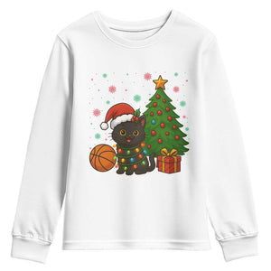 Funny Christmas Black Cat Youth Sweatshirt Gift For Cat Lover TS12 White Print Your Wear