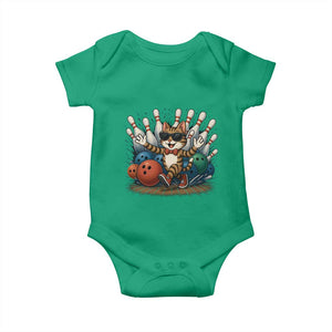 Funny Bowler Gift Baby Onesie Bowling Cat With Sunglasses TS12 Irish Green Print Your Wear