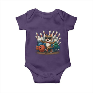 Funny Bowler Gift Baby Onesie Bowling Cat With Sunglasses TS12 Purple Print Your Wear
