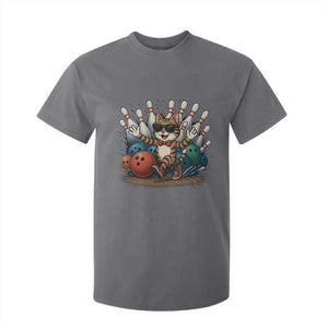 Funny Bowler Gift T Shirt For Kid Bowling Cat With Sunglasses TS12 Charcoal Print Your Wear