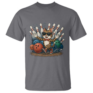 Funny Bowler Gift T Shirt Bowling Cat With Sunglasses TS12 Charcoal Print Your Wear