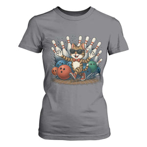 Funny Bowler Gift T Shirt For Women Bowling Cat With Sunglasses TS12 Charcoal Print Your Wear