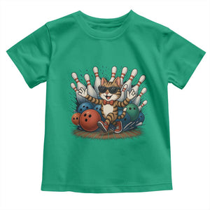Funny Bowler Gift Toddler T Shirt Bowling Cat With Sunglasses TS12 Irish Green Print Your Wear