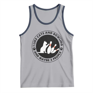 I Like Cats And Bowling And Maybe 3 People Tank Top Funny Cat Lovers TS12 Athletic Heather Navy Print Your Wear