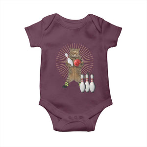 Funny Cat Bowling Meme Baby Onesie Gift For Bowlers TS12 Maroon Print Your Wear