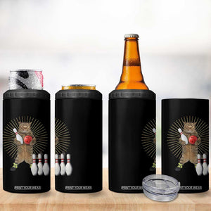 Funny Cat Bowling Meme 4 in 1 Can Cooler Tumbler Gift For Bowlers TS12 Print Your Wear
