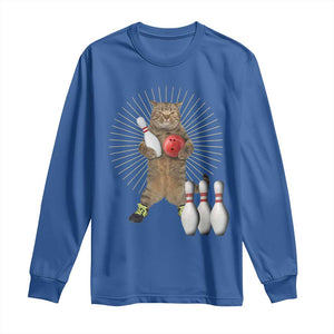 Funny Cat Bowling Meme Long Sleeve Shirt Gift For Bowlers TS12 Royal Blue Print Your Wear