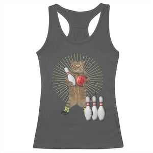 Funny Cat Bowling Meme Racerback Tank Top Gift For Bowlers TS12 Dark Heather Print Your Wear