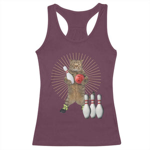 Funny Cat Bowling Meme Racerback Tank Top Gift For Bowlers TS12 Maroon Print Your Wear
