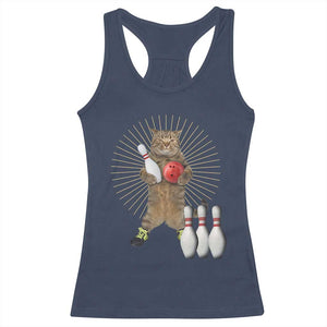 Funny Cat Bowling Meme Racerback Tank Top Gift For Bowlers TS12 Navy Print Your Wear