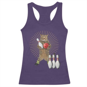 Funny Cat Bowling Meme Racerback Tank Top Gift For Bowlers TS12 Purple Print Your Wear