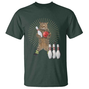 Funny Cat Bowling Meme T Shirt Gift For Bowlers TS12 Dark Forest Green Print Your Wear