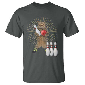 Funny Cat Bowling Meme T Shirt Gift For Bowlers TS12 Dark Heather Print Your Wear