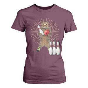 Funny Cat Bowling Meme T Shirt For Women Gift For Bowlers TS12 Maroon Print Your Wear