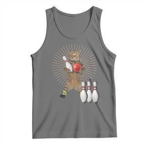 Funny Cat Bowling Meme Tank Top Gift For Bowlers TS12 Black Heather Print Your Wear