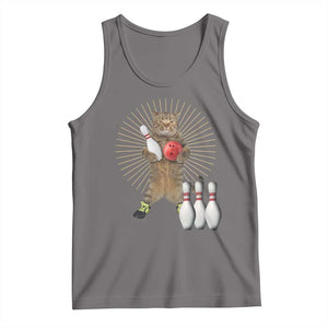 Funny Cat Bowling Meme Tank Top Gift For Bowlers TS12 Deep Heather Print Your Wear