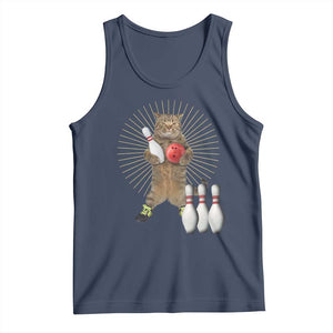 Funny Cat Bowling Meme Tank Top Gift For Bowlers TS12 Navy Print Your Wear