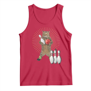 Funny Cat Bowling Meme Tank Top Gift For Bowlers TS12 Red Print Your Wear