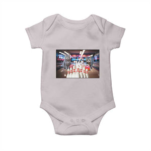 Funny Cats Bowling Battle Baby Onesie Gift For Cat Lovers TS12 Ice Gray Print Your Wear
