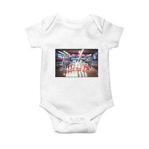 Funny Cats Bowling Battle Baby Onesie Gift For Cat Lovers TS12 White Print Your Wear