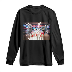 Funny Cats Bowling Battle Long Sleeve Shirt Gift For Cat Lovers TS12 Black Print Your Wear