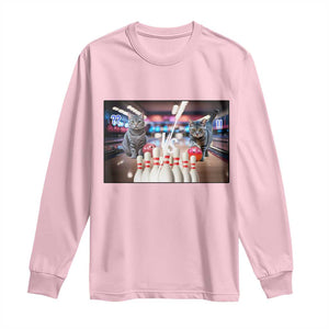 Funny Cats Bowling Battle Long Sleeve Shirt Gift For Cat Lovers TS12 Light Pink Print Your Wear