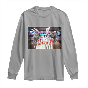 Funny Cats Bowling Battle Long Sleeve Shirt Gift For Cat Lovers TS12 Sport Gray Print Your Wear