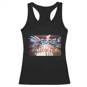 Funny Cats Bowling Battle Racerback Tank Top Gift For Cat Lovers TS12 Black Print Your Wear