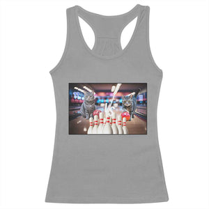 Funny Cats Bowling Battle Racerback Tank Top Gift For Cat Lovers TS12 Sport Gray Print Your Wear