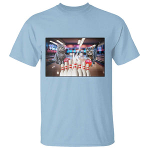 Funny Cats Bowling Battle T Shirt Gift For Cat Lovers TS12 Light Blue Print Your Wear