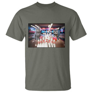 Funny Cats Bowling Battle T Shirt Gift For Cat Lovers TS12 Military Green Print Your Wear