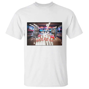 Funny Cats Bowling Battle T Shirt Gift For Cat Lovers TS12 White Print Your Wear
